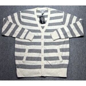 Ablanche Cardigan Sweater Mens 2XL Off White Gray V-Neck Long Sleeve Preppy Y2K